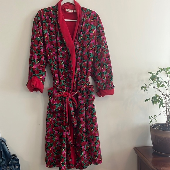 Victoria’s Secret Gold Label Bathrobe Dressing Gown Tulip Floral valentines 80s - Picture 1 of 8